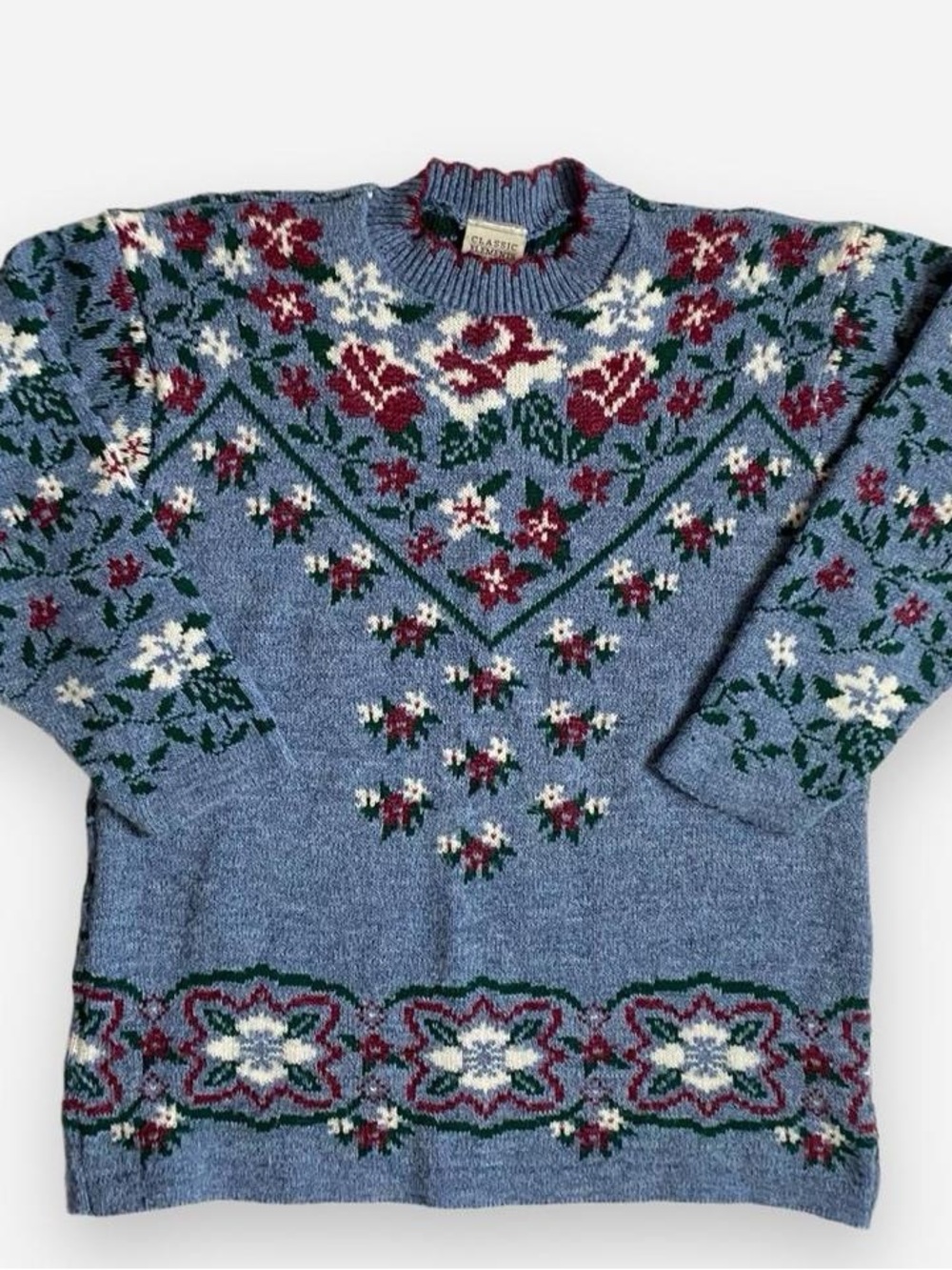 Vintage 90s blue floral sweater